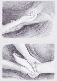 Postkarte Rhythmische Einreibung an Hand und Fuß